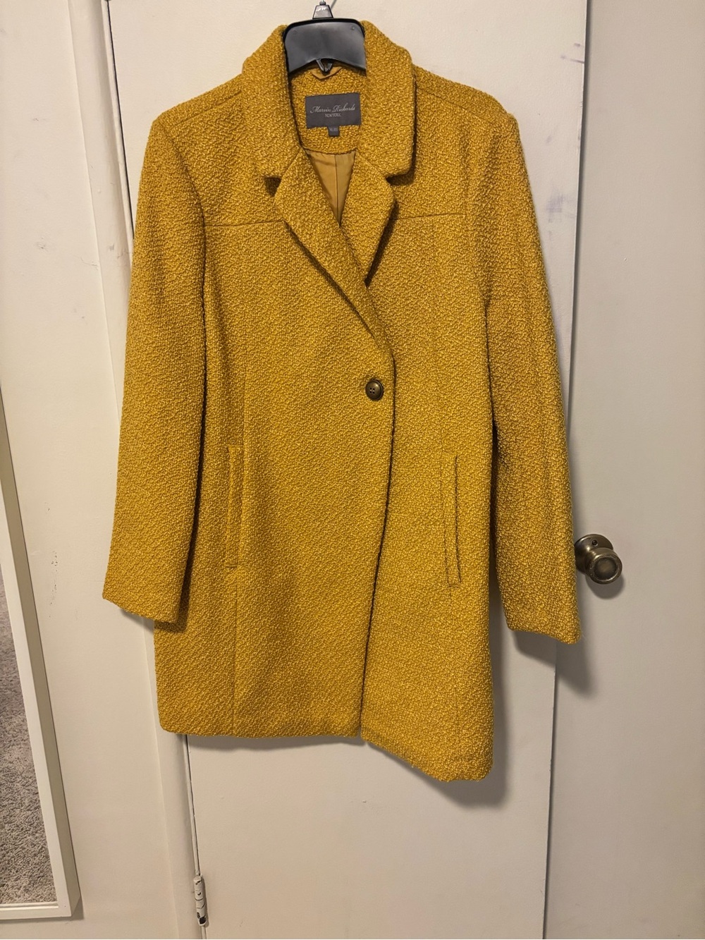 Marvin Richards Mustard Bouclé Pea Coat